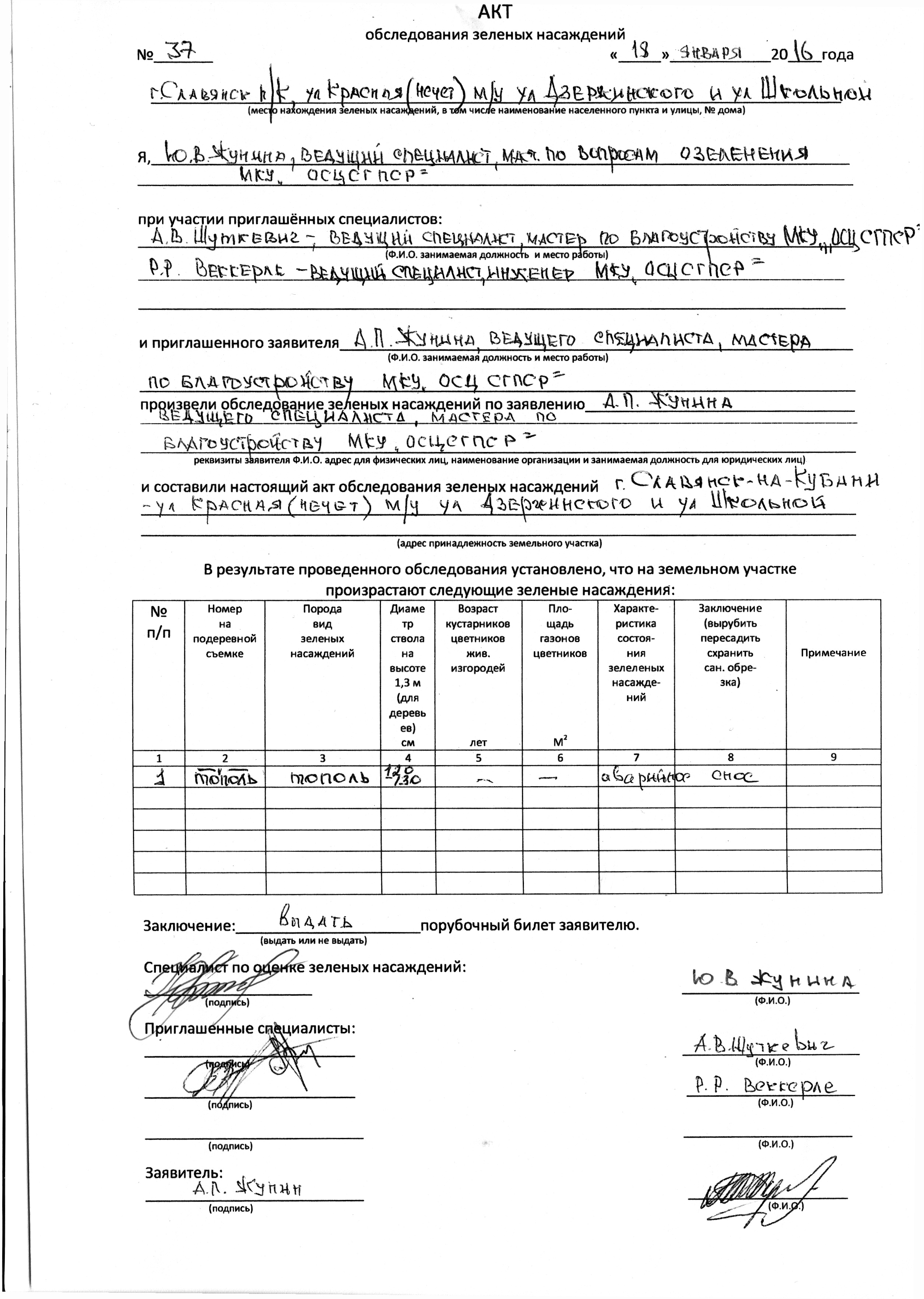 Акт обследования дерева на аварийность образец